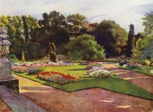 Sion, Looking toward Parterres and Fountain (colour litho)
