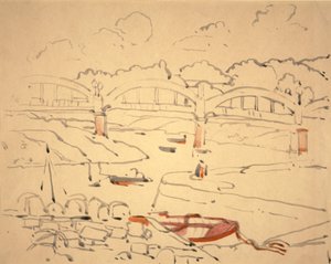 رسم توضيحي لـ "كتاب الجسور" حوالي عام 1911 (ألوان مائية وحبر على ورق) بواسطة جيسي ماريون كينج