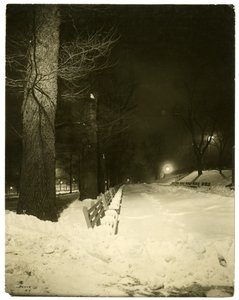 المول في الليل ، بوسطن ، ماساتشوستس ، الولايات المتحدة الأمريكية ، حوالي 1902-10 (صورة فضية من الجيلاتين) بواسطة جيسي تاربوكس بيلز