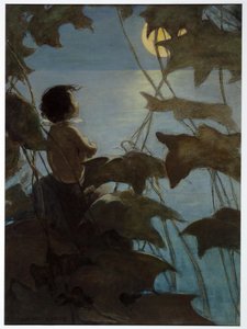 نظر إلى القمر الأصفر الواسع واعتقد أنها نظرت إليه ، من حانة The Water Babies لتشارلز كينجسلي. 1916 (لون ليثو) بواسطة جيسي ويلكوكس سميث