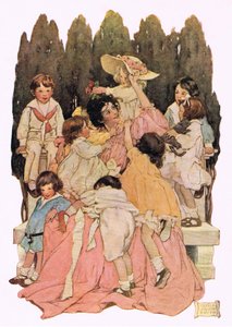 الأم والأطفال ، من "حديقة آيات طفل" بقلم روبرت لويس ستيفنسون ، نُشرت عام 1885 (لون ليثو) بواسطة جيسي ويلكوكس سميث