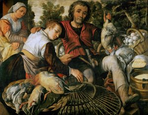 الفن الهولندي المبكر: Scene de marche - Market scene par Beuckelaer ، Joachim (حوالي 1533-1574) بواسطة يواكيم بوكيلر