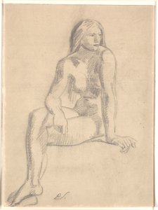 امرأة شابة عارية جالسة