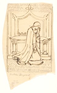 رسم تخطيطي لـ Queen Dagmar في فريسكو في St. كنيسة Bendt في Ringsted