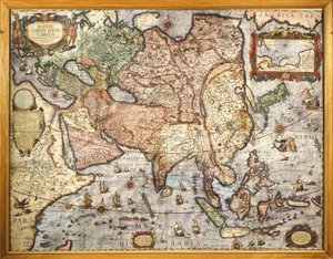 رسم الخرائط ، خريطة آسيا. من الأطلس لجوان بلاو (1596-1673) ، طُبع عام 1686 بواسطة جوان بلاو