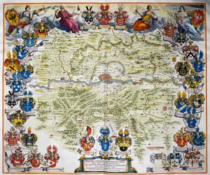 فرانكفورت وأراضيها ، من أطلس مايور ، الأطلس في 11 مجلداً ، بقلم جوان بلاو (1596-1673) ، المجلد الثالث ، نقش على النحاس ، 57.5 × 39 سم ، أمستردام بواسطة جوان بلاو