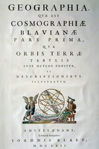 صفحة العنوان للجزء الأول من أطلس مايور ، بقلم جوان بلاو (1596-1673) ، نقش على النحاس ، أمستردام بواسطة جوان بلاو