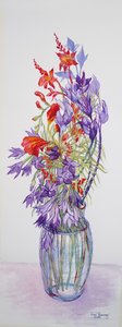 Agapantha companulatus و Crocosmia ، 2015 ، ألوان مائية على ورق مصنوع يدويًا بواسطة جوان ثيسي