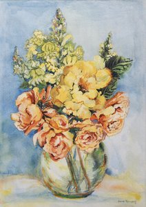 الورود الصفراء و Antirrhinums ، 2001 ، (مرحاض على ورق مصنوع يدوياً) بواسطة جوان ثيسي