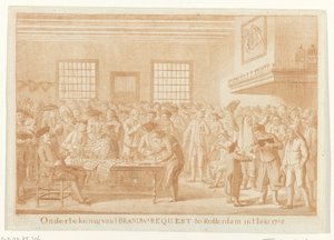 توقيع طلب Brandewijn في روتردام ، 1785 توقيع العلامة التجارية t. طلب في روتردام في 