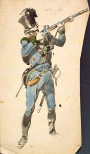 A Rifleman of the Jaegers النمساوية ، The Prestige Corp of a National National ، 1835 (ألوان مائية)