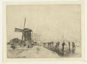 منظر لـ Maassluis Vue de la ville de Maaslins (Hollande) (العنوان على الكائن) بواسطة فريدريك جولدنج (ربما)