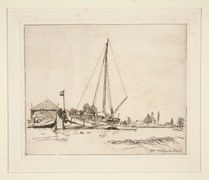 La Barque amarr؟ e (المركب الراسي) بواسطة Johan-Barthold Jongkind