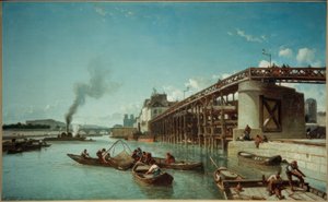 باريس ، جسر على نهر السين (Le Pont de l&39;Estacade) بواسطة يوهان بارثولد جونغكيند