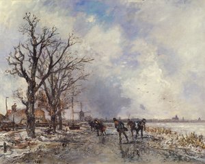 المتزلجين على نهر Schie ، بالقرب من روتردام ، 1866 بواسطة يوهان بارثولد جونغكيند