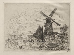 طواحين الهواء في هولندا بواسطة Johan-Barthold Jongkind