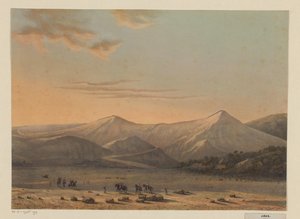منظر لبركان برومو جبل برومو الذي يتنفس النار في عام 1856 (سكن بروبولينجو) (العنوان على الجسم) بواسطة ابراهام سالم