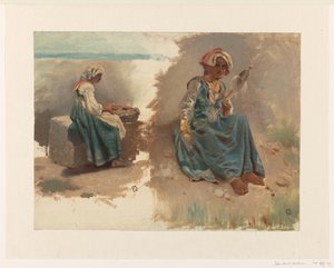 رسمان تخطيطيان لامرأة جالسة