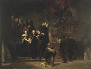 الحريق في القصر الملكي ، ستوكهولم ، 7 مايو 1697 ، 1862-66 بواسطة يوهان فريدريك هوكيرت