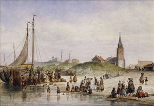 صياد سمك على شاطئ مع بلدة بعدها ، 1857 بواسطة يوهان جيرارد سميتس