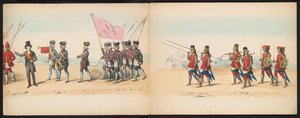 حفلة تنكرية لطلاب دلفت ، 1857 (اللوحة 2) موكب بالملابس أقامه أعضاء فيلق طلاب دلفت في الخامس من مايو 1857 ، يصور موكب غاريبيغ لسلطان دجوكارتا وأكثر الأنواع المميزة من شمال