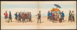 حفلة تنكرية لطلاب دلفت ، 1857 (اللوحة 5) موكب بالملابس أقامه أعضاء فيلق طلاب دلفت في الخامس من مايو 1857 ، يصور موكب غاريبيغ لسلطان دجوكارتا وأكثر الأنواع المميزة من شمال