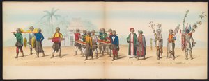 حفلة تنكرية لطلاب دلفت ، 1857 (اللوحة 7) موكب بالملابس أقامه أعضاء فيلق طلاب دلفت في الخامس من مايو 1857 ، يصور موكب غاريبيغ لسلطان دجوكارتا وأكثر الأنواع المميزة من شمال