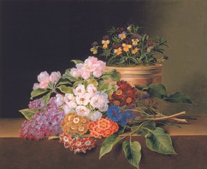 ليلك ، زهر التفاح ، زهرة الذرة ، ويليامز الحلوة مع وعاء من الكمان على الحافة ، 1827