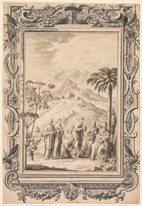 رسم توضيحي وتصميم الحدود للكتاب المقدس النحاسي Kupfer-Bibel ، ج. 1730. بواسطة يوهان ملكيور فوسلي