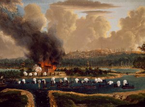 معركة فرانساري ضد روسيا للسيطرة على المضايق البحرية في كوكيس كابيل ، 16 يونيو 1790 ، بقلم يوهان تيتريش شولتز (1754-1807) ، الحروب الروسية السويدية ، السويد