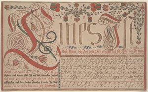 تمرين الكتابة Vorschrift لـ Esther Hadmänn ، قلم طلاء وحبر Fraktur مع مرحاض على ورق بواسطة يوهان آدم إير