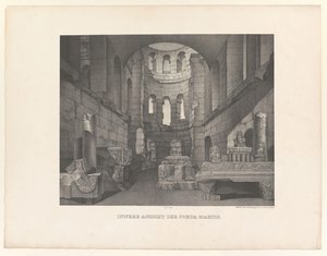 Porta Martis ، يُرى من الداخل Innere Ansicht der Porta Martis (العنوان على الكائن) مناظر للآثار والطبيعة بالقرب من ترير (عنوان السلسلة) Malerische Ansichten werkwürdigsten Alterthümer und vorzüglicher Naturanlagen im Moselthale Bey بواسطة جوزيف انطون سيلب