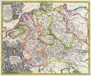 خريطة هيدروغرافية لألمانيا ، حوالي عام 1720 (نقش)