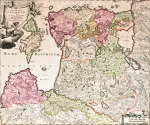 من بحر البلطيق ، معرض بالتيكوم دوكاتو ليفونيا والجزر المجاورة Curlandiae New Map ، ca 1720