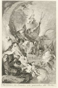 Het Christuskind als Salvator Mundi التقى Verscheidene Heiligen en paus Clemens XIII أعظم القديسين هو ذلك الولد الصغير (العنوان على الشيء) بواسطة فرانز انطون مولبرتش