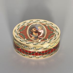 صندوق السعوط ، درسدن ، 1775-80 ، المصغر جنيف ، حوالي 1800 (حجر ساكسون صلب ، ذهبي ومينا) بواسطة يوهان كريستيان نوبر
