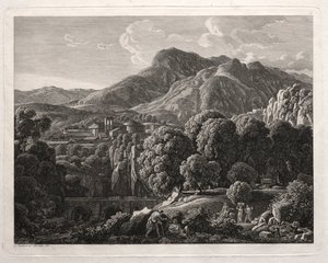 المناظر الطبيعية البطولية: المناظر الطبيعية مع المدينة والنهر ، 1799.