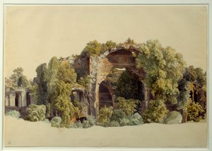أنقاض فيلا أنشيانا في تيفولي. رسم يوهان كريستيان راينهارت (1761-1847)