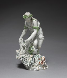 Fisherwoman ، الشركة المصنعة Ludwigsburg Porcelain Factory ، ألمانيا ، حوالي 1765 (بورسلين بزخرفة مينا ومذهبة) بواسطة يوهان كريستيان فيلهلم باير