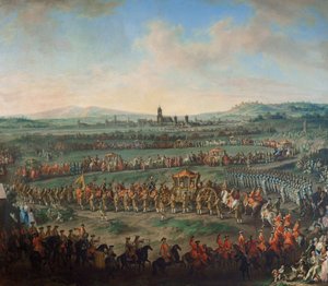 دخول الإمبراطور فرانز الأول ستيفان وابنه جوزيف (الثاني) إلى فرانكفورت في 29 مارس 1764 بواسطة يوهان دالينجر من دالينج