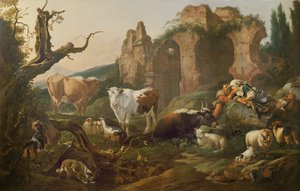 حيوانات المزرعة في المناظر الطبيعية ، 1685