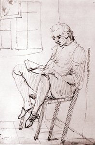 يوهان فولفغانغ فون غوته في منزله في روما بقلم يوهان هاينريش فيلهلم تيشباين (1751-1829) (يُطلق عليه أيضًا اسم Goethe-Tischbein أو Goethe Tischbein). القرن الثامن عشر.