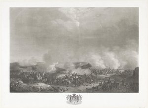 أمير أورانج في معركة كواتر براس 1815 اثنتا عشرة لوحة لوصول وتنصيب ويليام الأول في بروكسل ومعارك كواتر-براس وواترلو في عام 1815 (عنوان السلسلة) بواسطة جان بابتيست مادو