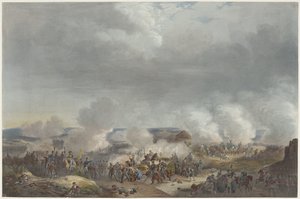 أمير أورانج في معركة كواتر براس 1815 اثنتا عشرة لوحة لوصول وتنصيب ويليام الأول في بروكسل ومعارك كواتر-براس وواترلو في عام 1815 (عنوان السلسلة) بواسطة جان بابتيست مادو