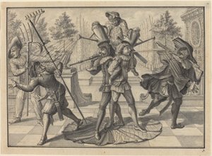 Harlequin و Scaramouche يصنعان "نافورة" بواسطة يوهان جاكوب شوبلر