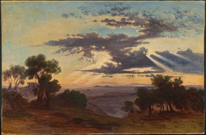 الشمس تخترق الغيوم فوق Roman Campagna