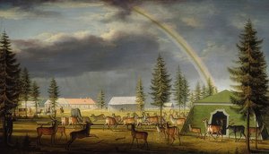 عرض حيواني في حديقة غاتشينا. 1792 بواسطة يوهان جاكوب ميتنليتر