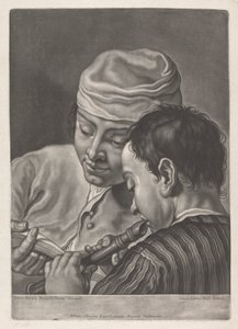 صورة لرجلين ، مسجل واحد يلعب