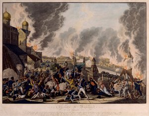 احتراق موسكو في 15 سبتمبر 1812. اقتحم الجيش الكبير (فرنسا) المدينة الروسية (الحروب النابليونية