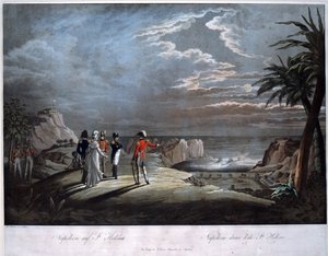نابليون بونابرت في جزيرة سانت هيلينا - روجينداس ، يوهان لورينز ، الأصغر (1775-1826) - أكواتينت - 47 × 58 - مجموعة خاصة